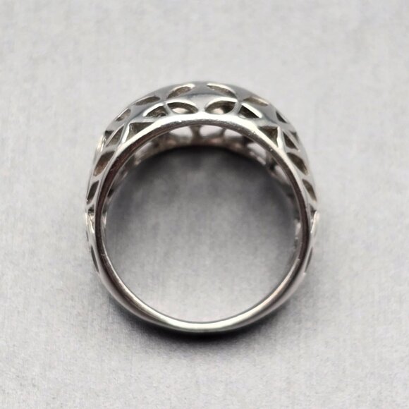 NF Sterling Silver Dome Ring Size 7 Star Cutouts Thailand Latticework 5.09g - Picture 4 of 9